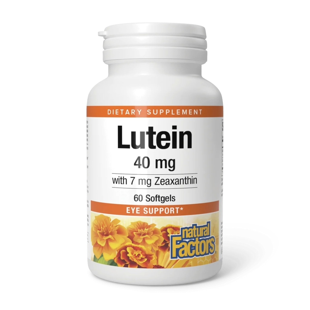 Naturlige faktorer, Lutein 40 mg, Antioksidant støtte for sunne øyne og hud med Zeaxanthin, 60 Softgels