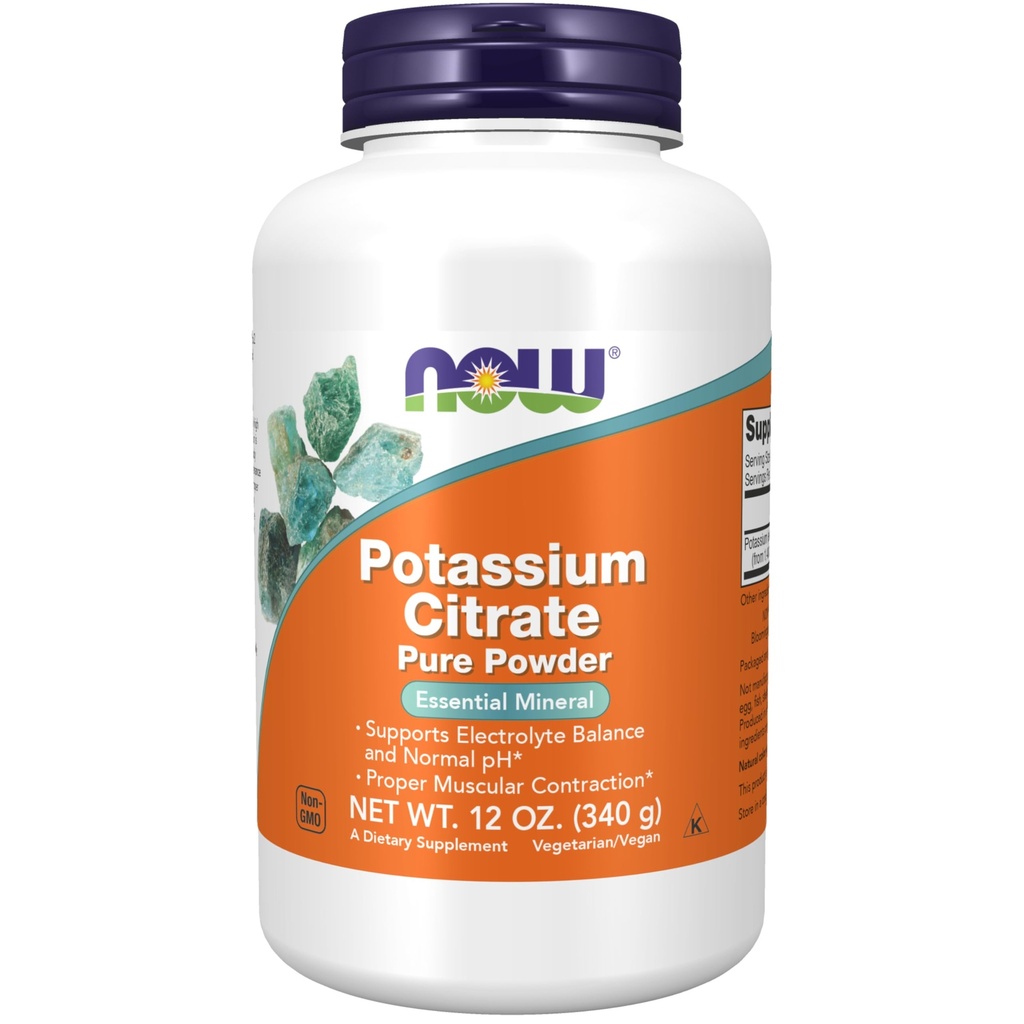 NÅ Mattilskudd, Kalium Citrat pulver, støtter elektrolytbalanse og normal pH*, essensielt mineral, 12-Ounce