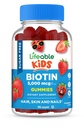 Livlig sukker Gratis Kids Biotin Gummies | 5000mcg | Flott Tasting Biotin Supplement | Biotin Gummies for hårvekst, hud og negle helse | Hår vitaminer for barn, gutter, jenter | 90 Gummies