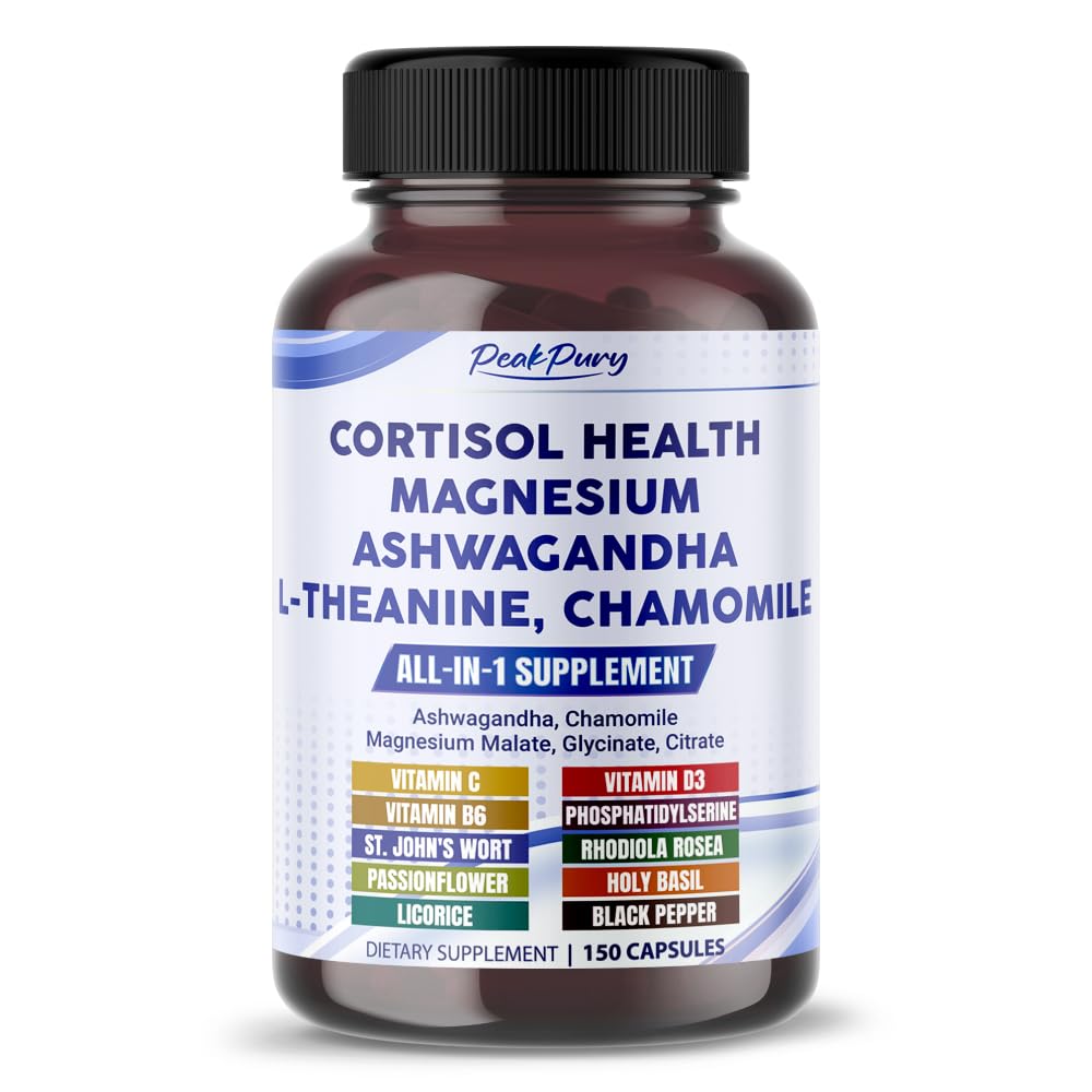 CORTISOL Helse Ashwagandha Magnesium Kamille L-Theanine - laget i USA