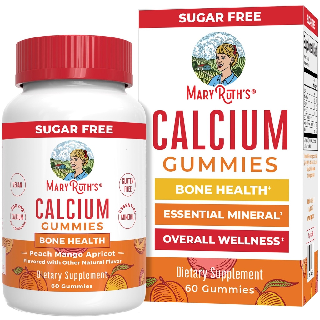 MaryRuth Organics Kalsium Supplement | Sugar Gratis | Kalsium Gummies for kvinner og menn Alder 14+ | Sterke ben og tenner | Essential Mineral | Vegan | Glutenfri | 60 greve