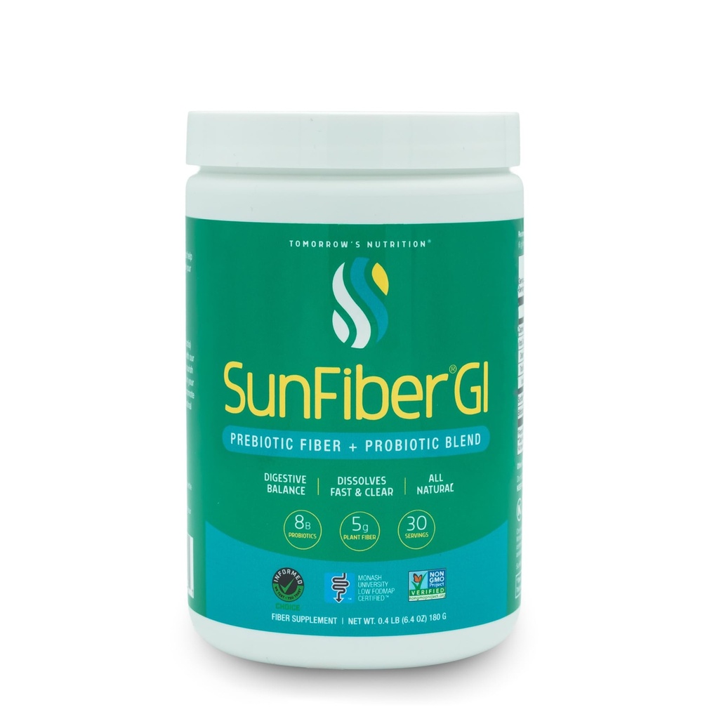 Dagens ernæring Sunfiber GI, Prebiotic Fiber & Probiotika, 5g Prebiotic Fiber & 8 Million Probiotika Per Serving, Lav FODMAP, 30-dagers forsyning, 30 dagers