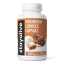 STAY ALIVE Mushroom Complex 1000mg, 6-i-1 Mushroom Supplement m/Lions Mane, Reishi, Chaga, Cordyceps, Maitake og Tyrkia Tail Extract pulver, 120 Vegan piller, ikke-GMO & Glutenfri Herbal kapsler