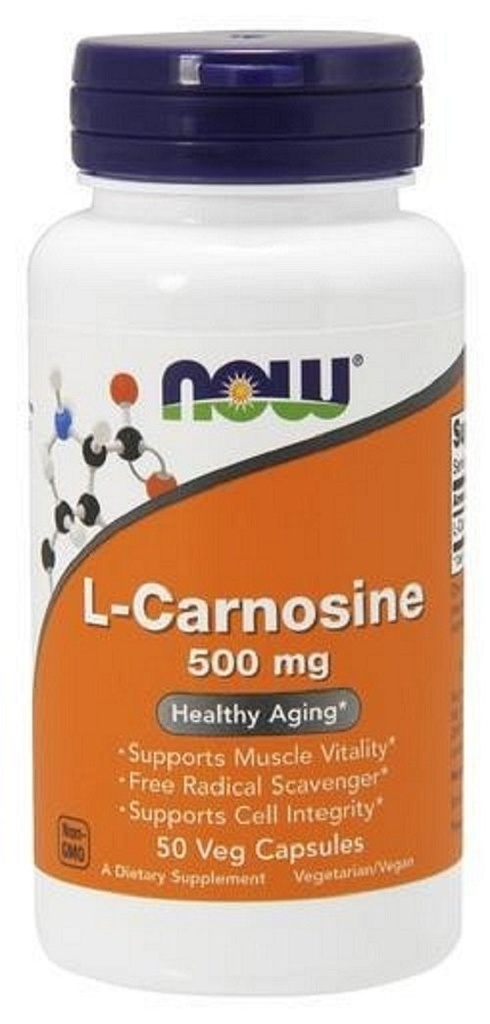NU Mattilskudd, L-Carnosin (Beta-Alanyl-L-Histidin) 500 mg, sunn aldring, 50 Veg Kapsler
