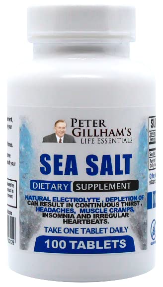 Peter's Choice Sea Salt Natrium klorid 450mg, 100 tabletter, Electrolyte støtte og balanse, Athletic Post Trening Rehydrering & Recovery. Hot Weather Aid. Forebygg dehydrering & Cramps. Laget i USA