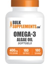 BulkSupplements.com Omega-3 Softgels - fra Algalolje, Algae Olje Omega 3 Supplement - Glutenfri, 1 Softgel per Serving, 180 greve (pakke av 1)