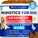 Probiotika for hunder - Støtte Gut Helse, kløende hud, Allergier, Immunitet, Yeast Balance - Hundeprobiotika og Digestive Enzymer med prebiotika - Reduser diarrea, Gas - 120 Probiotic Chews for hunder