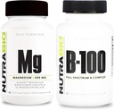 NutraBio B-100 B vitaminkompleks og reagert magnesium Supplement Bundle - vitamin Supplement Bundle kan hjelpe med immunsystem, bein helse, sunn hår, hud og negler