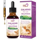 Katt Melatonin naturlig beroligende dråper, støtte fallende søvn og sunn søvn, Herbal ekstrahere relaxation Supplement med L-Theanine, Valerian, Catnip, Passion Blomster og Kamille. 2 oz