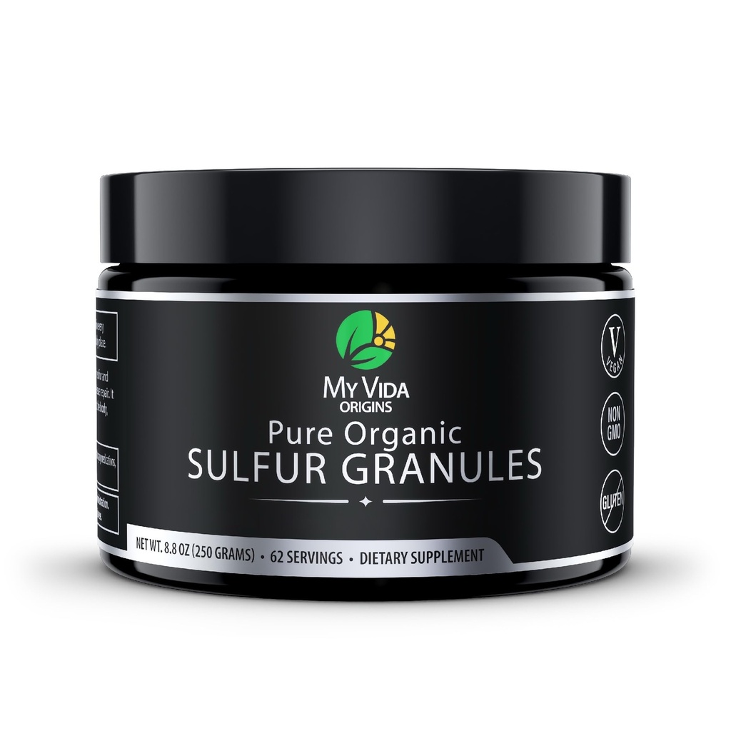 Min Vida Opprinnelser ren organisk svovel | 99% ren MSM Granules støtter huden, håret, & felles | Ikke-GMO, Vegansk, Glutenfri (62 serveringer) 2 måneders forsyning
