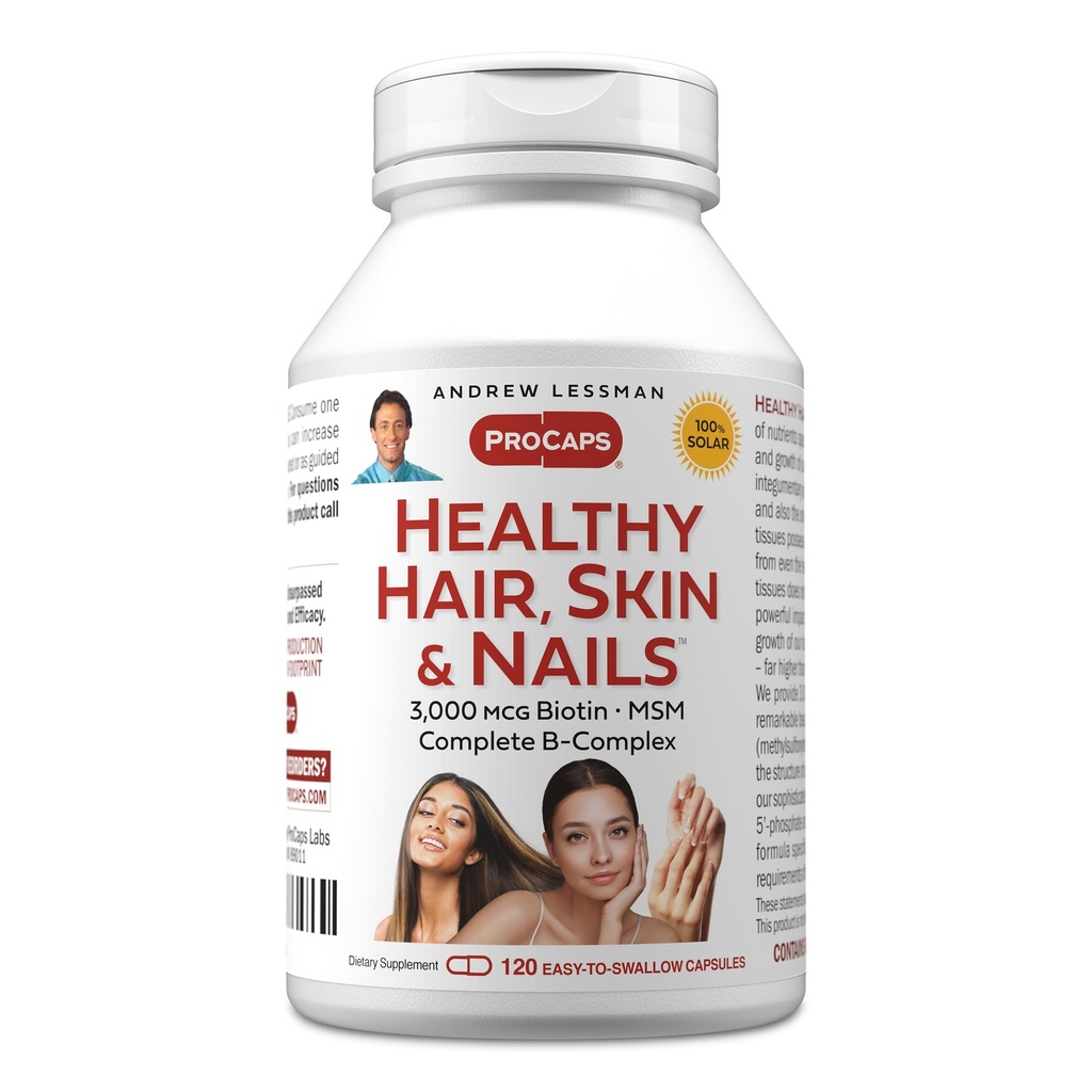 ANDREW LESSMAN Sunt hår, hud og negler 120 kapsler - 5000mg høy bioaktivitet Biotin, B-Complex. Fremmer vakker hud, sterke negler. Ingen additiver Håret vekst vitaminer Biotin Supplement