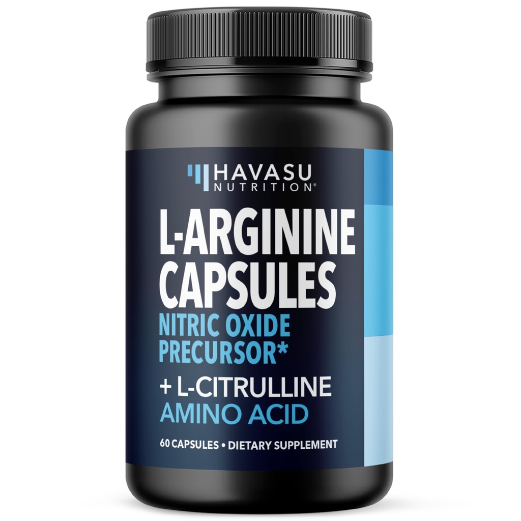 L-Arginine Capsules med L-Citrulline - Nitric Oxid Supplement - L Arginine og L Citrulline blanding - 60 greve - Vegan, ikke-GMO Kapsler for ytelse, utholdenhet og muskelstøtte - 1 måneds levering