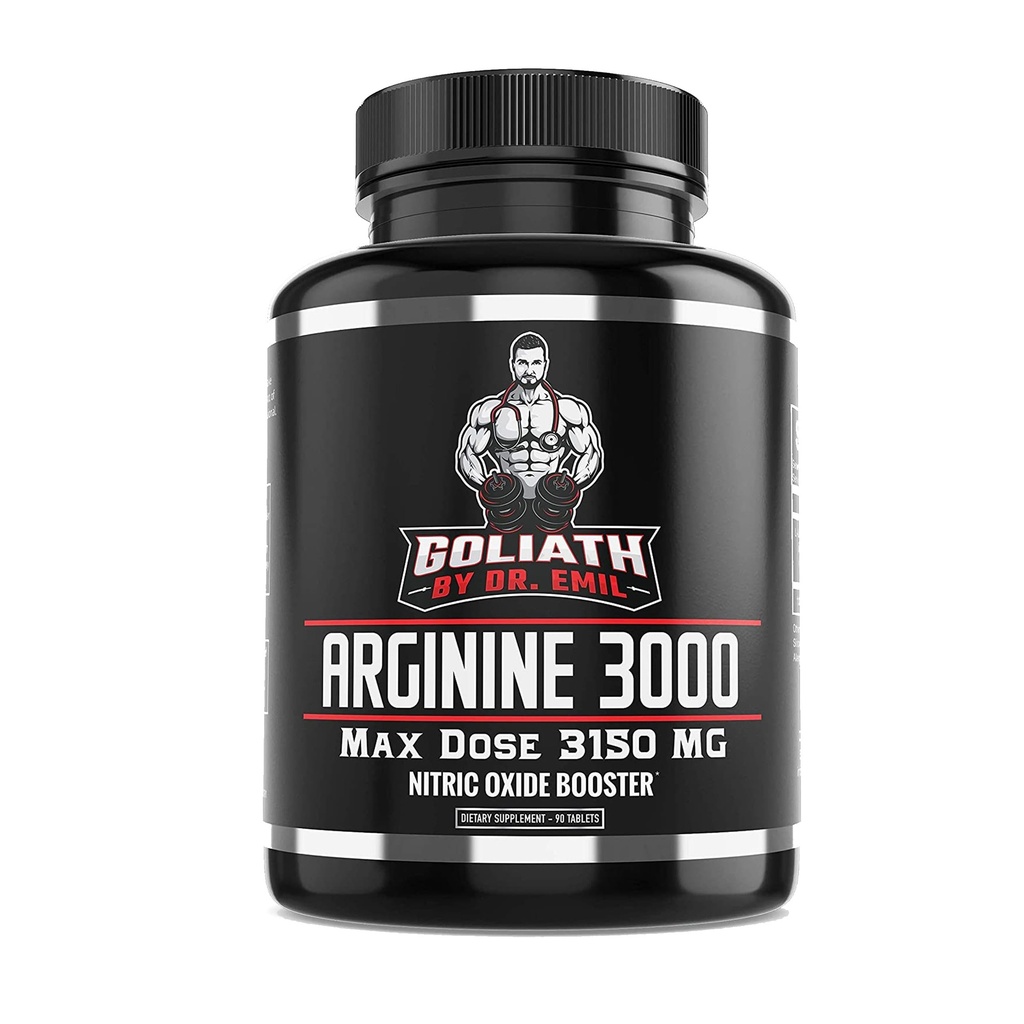 Dr. Emil - L Arginine (3150 mg) Høyeste Kapseldose - Nitric Oxid Supplement for vaskularitet, utholdenhet og hjerte helse (AAKG og HCL) - 90 tabletter