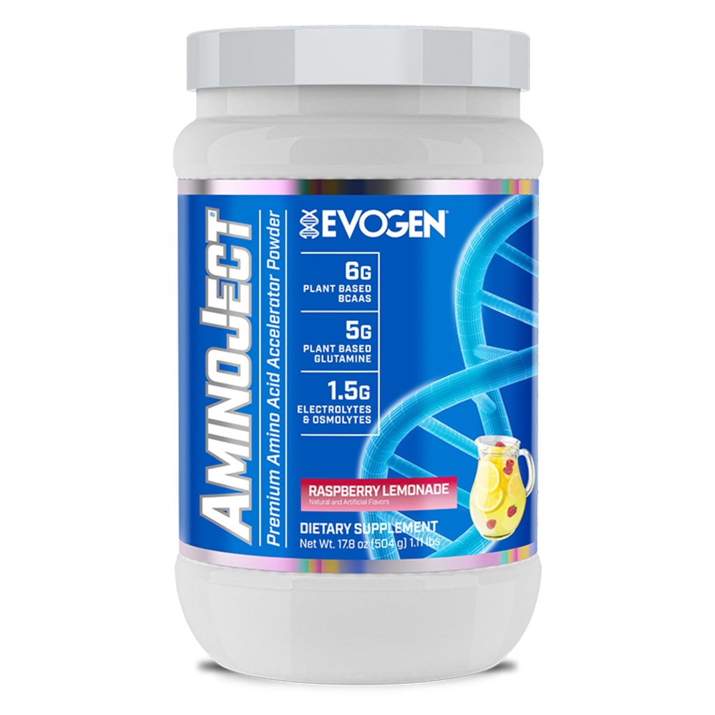 Evogen AminoJect - Premium BCAA pulver & EAA utvinning formel med elektrolyter | Aminosyrer Supplement for muskelvekst, hydrasjon, & gjenoppretting | bringebær sitronade | 30 serveringer
