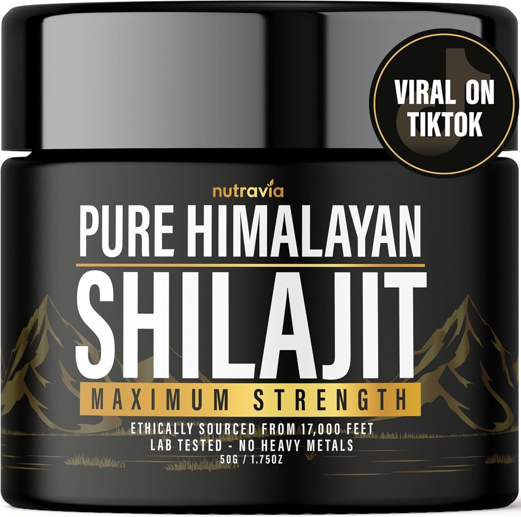 Shilajit ren Himalaya Organic Resin - Naturlig Autentisk Lab testet formel for menn, kvinner - Ingen tunge metaller - 600mg Maks styrke med 85+ spor Mineraler Golden Grade Shilajit Supplement (1 pakke)