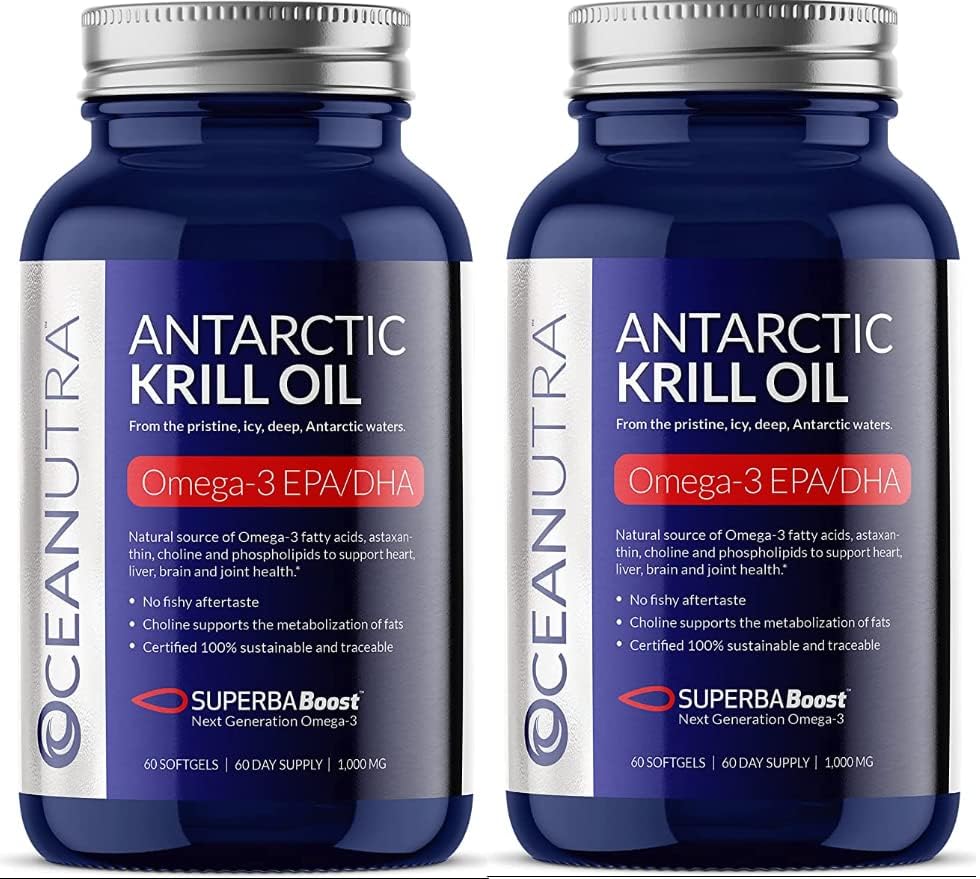 100% ren krillolje 1000MG 120-dagers forsyning dobbel styrke 56% Fosfolipider Astaxanthin bærekraftig antarktisk SuperbaBoost Omega 3 EPA DHA hjerte Hjerne Hudpleie, tredjeparts testet, Ingen fiskolje