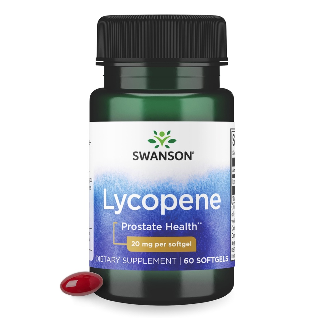Swanson Lycopen-Naturlig Helsetilskudd for å fremme prostata og hjertehelse, støtter blodtrykket i et normalt område (60 Softgels)