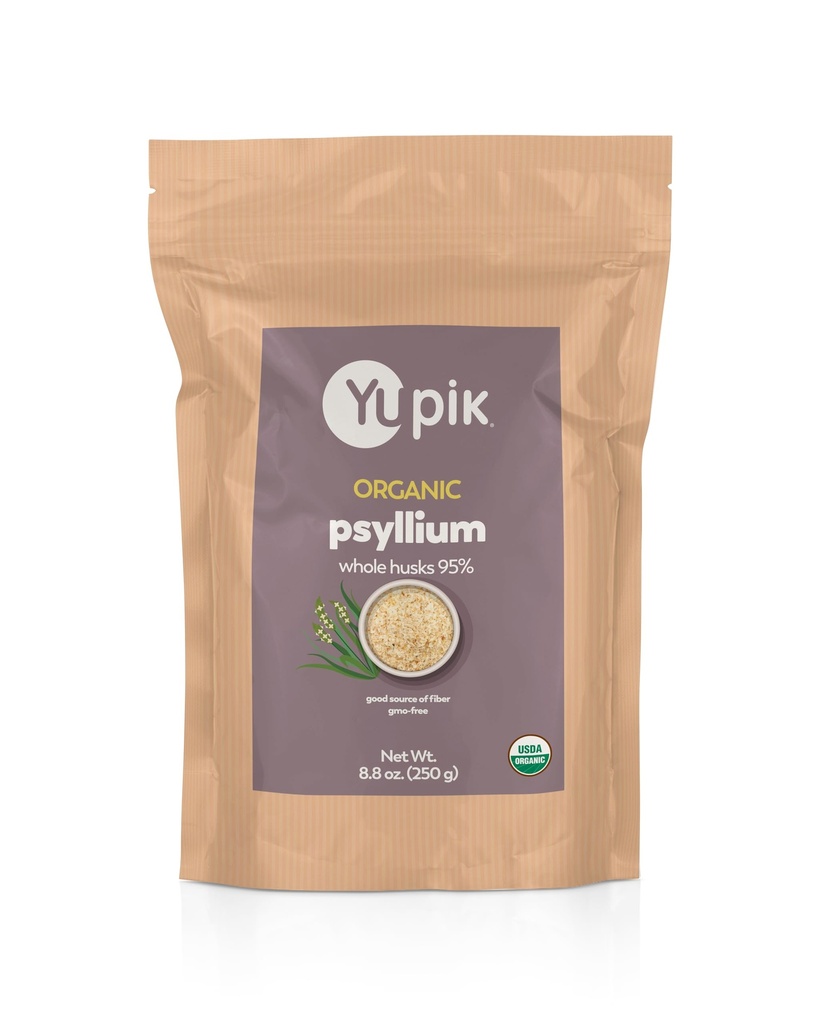 Yupik Økologisk Hele Husk Psyllium 8,8 Oz (pakke med 6), 95% Renhet, Oppløselig Fiber, USDA-sertifisert, Ikke-GMO, Kosher, Glutenfri, Sukkerfri og fettfri, Uslavorert, Plantebasert