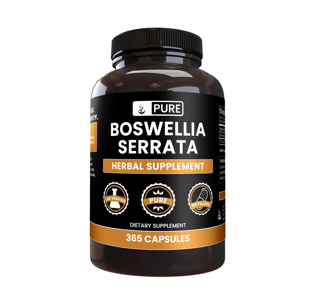 Rene originale ingredienser Boswellia Serrata (365 kapsler) Ingen magnesium eller risfyllere, alltid ren, Lab verifisert