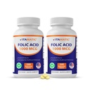 Vitamatic folic syre 1000 mcg (1 mg) – 240 vegetariske tabletter (pakke på 2) 1667 mcg DFE – vitamin B9 for prenatal, hjerte og cellular helse