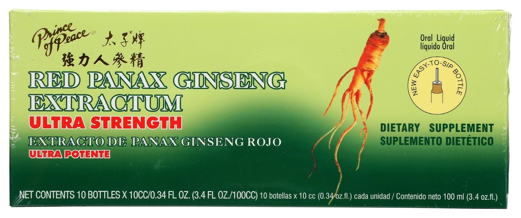 Prins av Fred Rød Panax Ginseng Extractum Ultra Styrke - 3.4 oz - 10 flasker