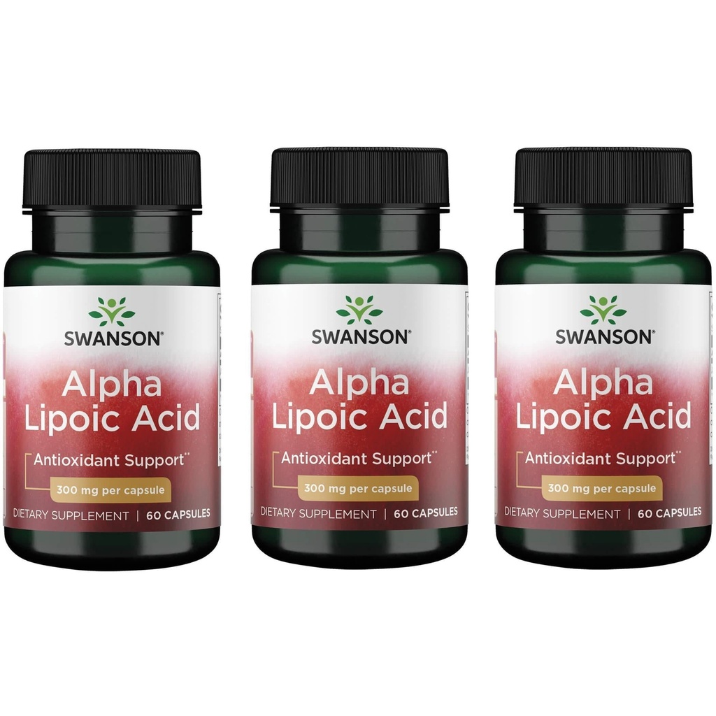 Swanson Alpha Lipoic Acid - Antioksidant Activity Supplement - 300 mg 60 kapsler (3 pakke)