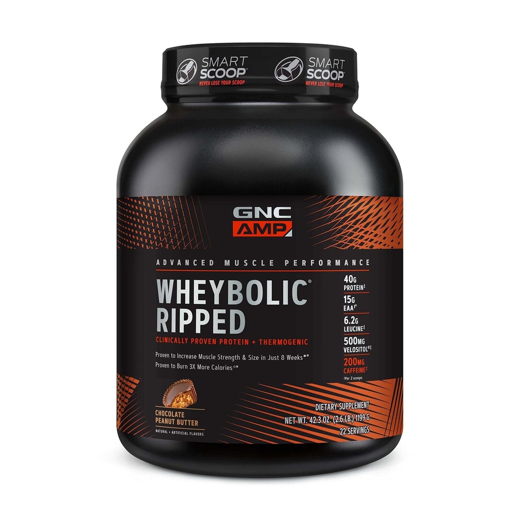 GNC AMP Wheybolic Rippet - sjokolade peanut smør (22 serveringer)