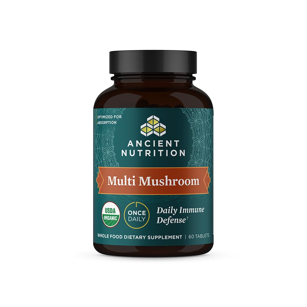 Gamle Nutrition Mushroom Supplement, Organisk Multi Mushroom Immune Support Tablet, støtter Stress Response, Glutenfri, Paleo og Keto Vennlig, 60 greve