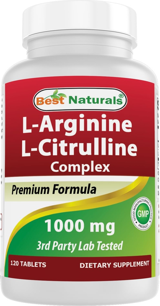 Beste Naturals Arginine Citrullin kompleks 1000 Mg 120 tabletter