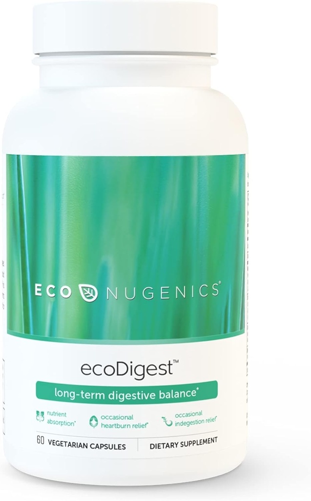 EcoNugenics EcoDigest Digestive Helse Supplement - 60 Kapsler- Digestive Support - Urter, medisinske mushrooms og enzymer