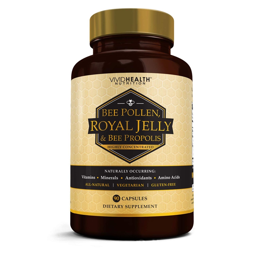 Høy potens Royal Jelly og Bee Pollen Kapsler, 90 greve