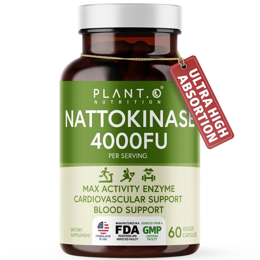 Nattokinase Supplement med Max Enzyme Support - 4.000 FU Per Serving - Premium Nattokinase Formula for hjerte helse støtte - 60 Kapsler - Laget i USA