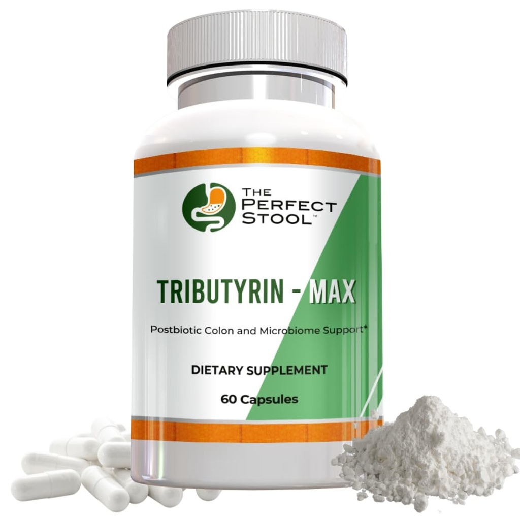 Tributyrin-Max Postbiotiske Butyrat Supplement; Bloating, Gass og Leaky Gut Support; Perfekt, Clean Wipe Poops; 750 mg Enteriske Kapsler; 3. part Testet Gluten / Dairy-Free