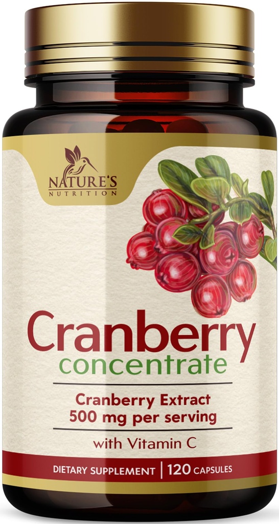 Cranberry piller Supplement 25 000 mg - fersk tranebær tilsvarende vitamin C & E - urinveistrakt Health Support, sukkerfri formel, fruktpulver ekstrakt - ikke-GMO, flaske i USA - 120 kapsler
