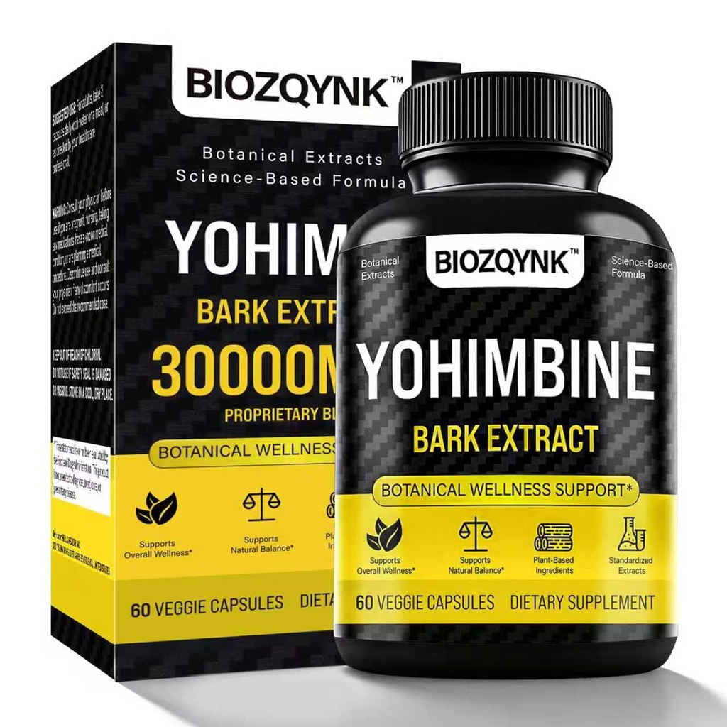 Botanisk Vitality Formula - Yohimbe Extract + Muira Puama + Maca Root + Svart Pepper & Sink - Plantebasert blanding for daglig velvære – 60 Vegan Kapsler