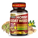 Horny Goat Weed 600 mg med Yohimbine, Tongkat Ali, Maca, Tribulus og Panax Ginseng – 8-i-1 Styrke og Vitality Support – 180 Kapsler – Veganott – Glutenfri, Lab Verifisert