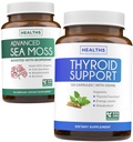 Bungle av Thyroid Support & Sea Moss - Sea Moss Thyroid Care Pack - Thyroid Support med Iodin (120 Caps) & Irish Sea Moss Caps - Rå Vegansk Supplement med BioPerine (Non-GMO & Organic)