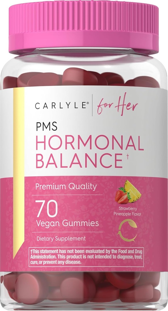 Carlyle Hormonal Balance for kvinner & PMS Supplement ® 70 Gummies Vitamin Kompleks | med jern | Vegan, ikke-GMO, Glutenfri | for henne