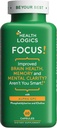 Helse Logikk Fokus! - Brain Supplement for minne, Klarhet, Konsentrasjon med Choline, Ginkgo Biloba, Alpha GPC, Fosfatidyserin, Bacopa Monnieri l 60 Kapsler l Ikke-GMO