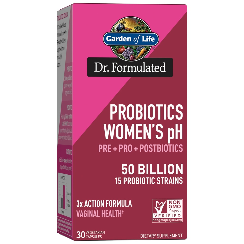 Livshage Dr Formulert Kvinners pH Probiotika 50 milliarder CFU, Pre + Pro + Postbiotika - Digestive, Immune og Vaginal støtte, Potet, Acacia, Postbiotiske Metabolitter, 30 dagers forsyning