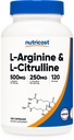 Nutricost L-Arginin L-Citrulline Complex 750mg, 120 kapsler - Ikke-GMO