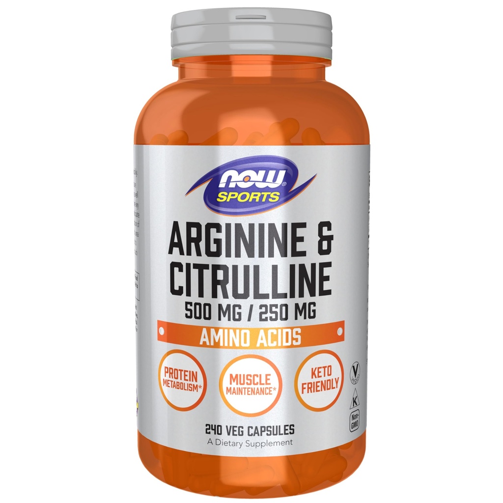 NU Sport Ernæring, Arginin & Citrullin 500 mg/ 250 mg, Aminosyrer, 240 Veg Kapsler