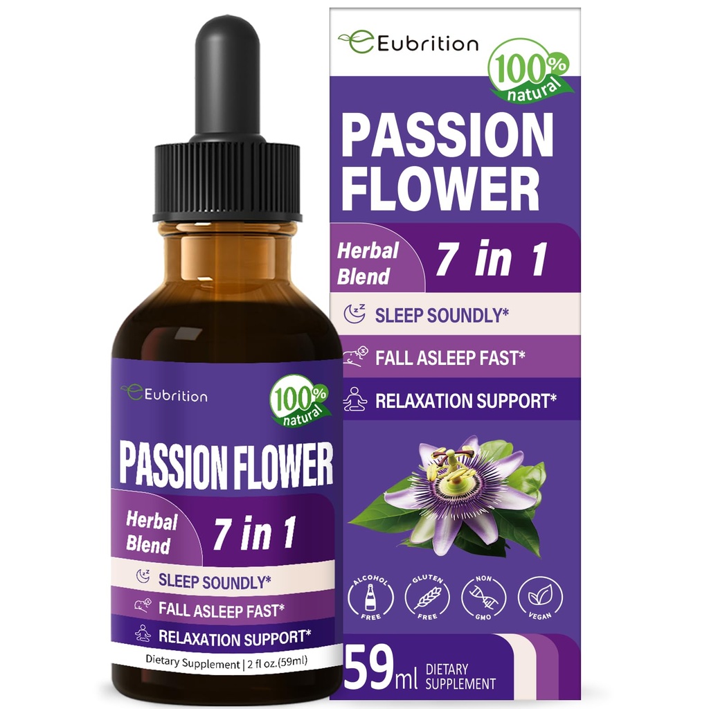 Passion blomst flytende dråper for søvn støtte, naturlig urte formel med Valerian rot kamille ekstrakt støtte søvn lydisolert og avslappende. Høy biotilgjengelighet Supplement.2oz