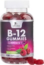B12 Vitaminer Energi Gummies 3000 mcg - Ekstra styrke B 12 Gummy for metabolisme og immunsystem støtte - Chewable Dietary B12 Kosttilskudd for voksne og barn Koffein Gratis Gummi Vitamin - 120 Gummies