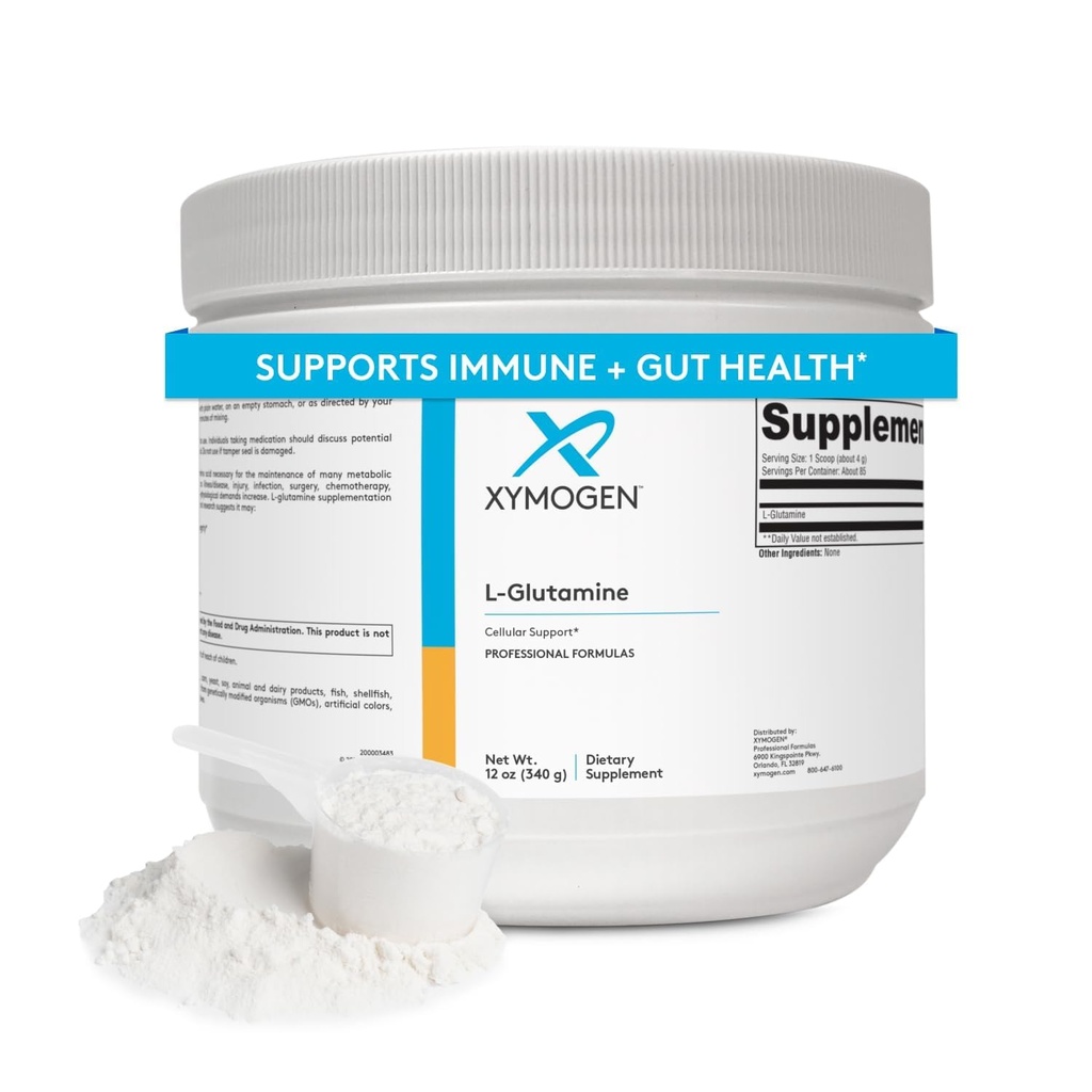 XYMOGEN L-Glutamin pulver Supplement - fremmer cellulært, immunsystem + gut helse - støtter muskel masseoppbevaring, 4000 mg L-Glutamin Per Serving (12 oz / 85 serveringer)