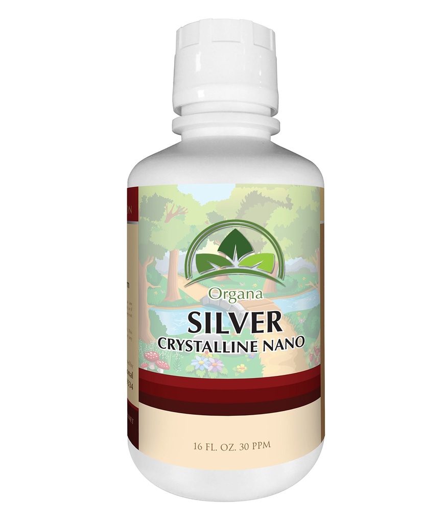 Organa Crystalline Nano Colloidal Silver - Ultra ren sølvvæske for immunstøtte - Ultimate Bio Active Supplement Solution - Plata Coloidal - 16 Ounces - 30 PPM