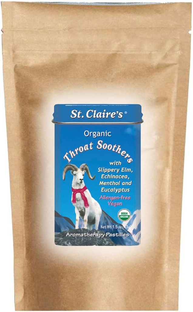 St. Claire's Organics Throat Sothers (8 Ounce Refill Bag) Glutenfri, Vegansk, GMO-fri, Plantebasert, Allergenfri | laget i vår Allergen-fri Facility