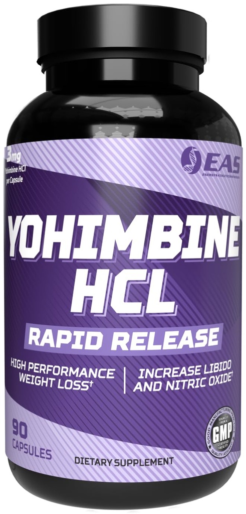 EAS Yohimbine HCL | Forbedret vekttap og atletisk ytelse | Hurtig release teknologi | Glutenfri, Ikke GMO, Vegetarvennlig | 90 Kapsler