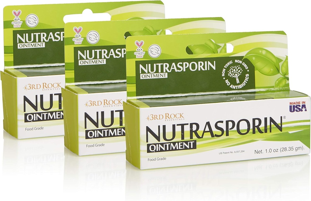 3rd Rock Essentials | Nutrasporin Sølv Ointment | Ikke-toksisk Petroleum Gratis Non Antibiotic First Aid Ointment | All naturlig personlig omsorg (1.0 oz | 3 Pack)