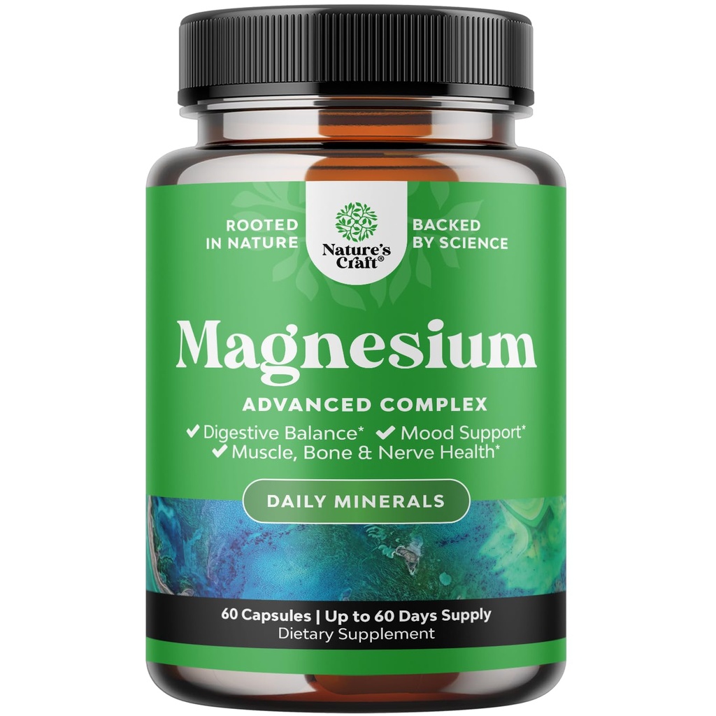 Høy absorpsjon Magnesium Complex Supplement - Magnesiumoksid 500mg med Citrat 500mg for søvn og Mood Support - ren Citrat per servering for muskel mage og digestion